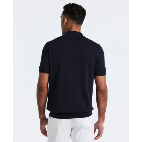 Cotton Vertical Stripe Sweater Polo (Dark Sapphire) 