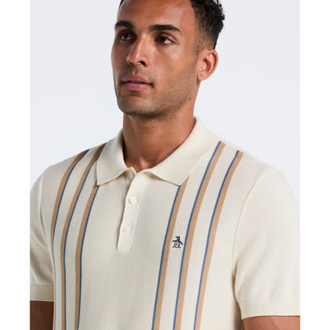 Cotton Vertical Stripe Sweater Polo (Birch) 