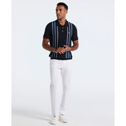 Cotton Vertical Stripe Sweater Polo (Dark Sapphire) 
