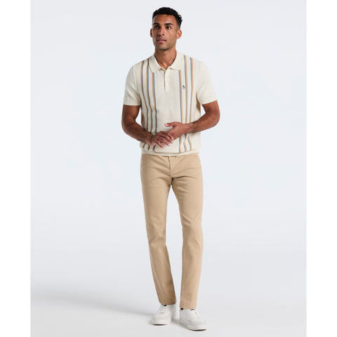 Cotton Vertical Stripe Sweater Polo (Birch) 