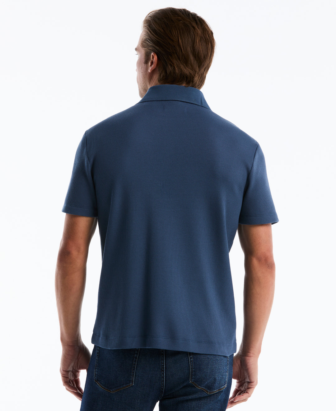 Cotton Waffle Button Front Knit Polo (Sargasso Sea) 