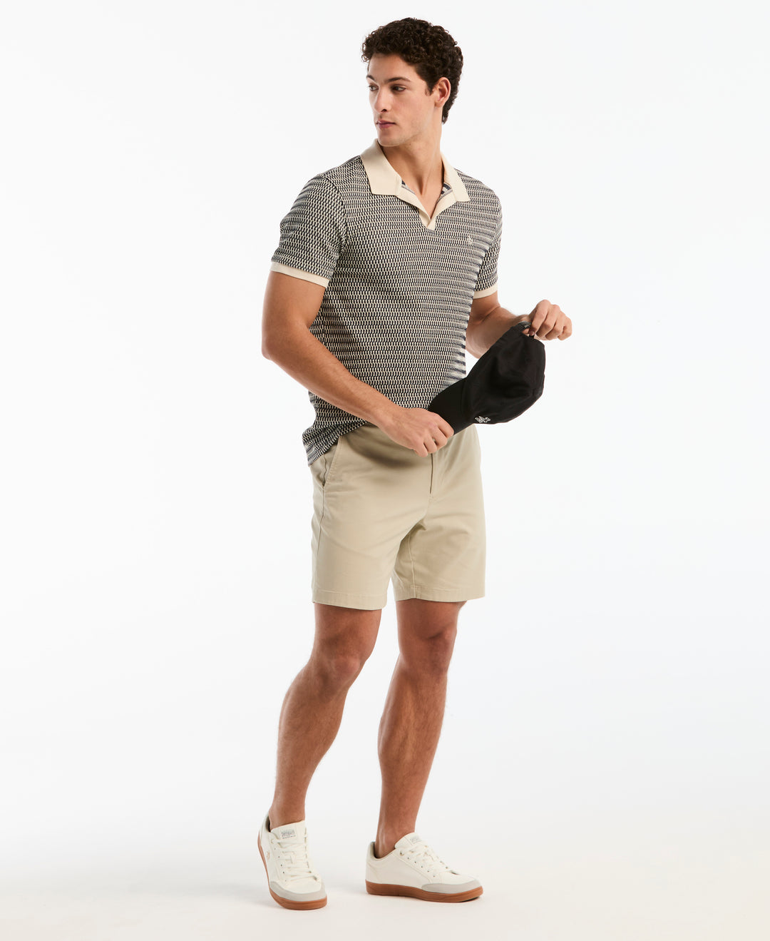 All Over Crochet Stitch Johnny Collar Polo (Dark Sapphire) 