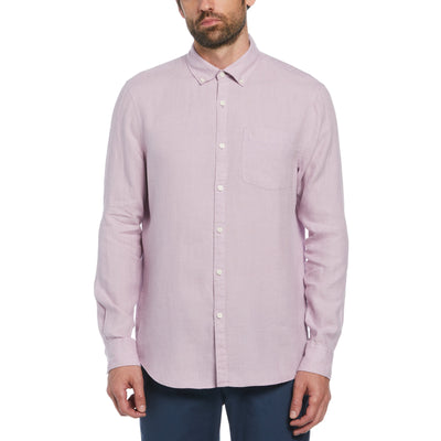 Delave Linen Long Sleeve Button-Down Shirt (Lavender Frost) 