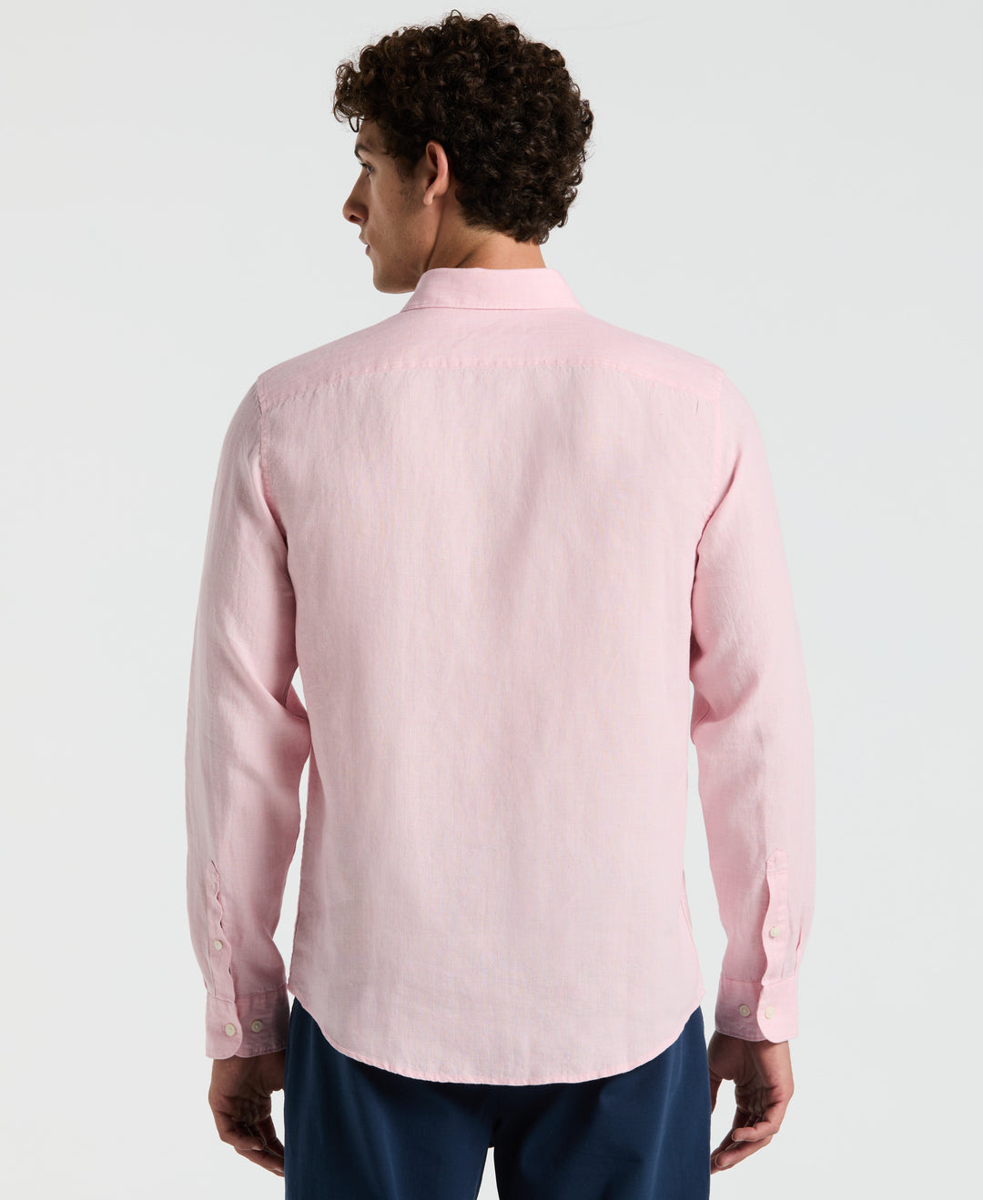 Delave Linen Button-Down Shirt (Parfait Pink) 