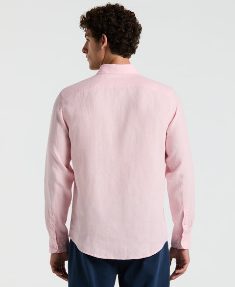 Delave Linen Button-Down Shirt (Parfait Pink) 