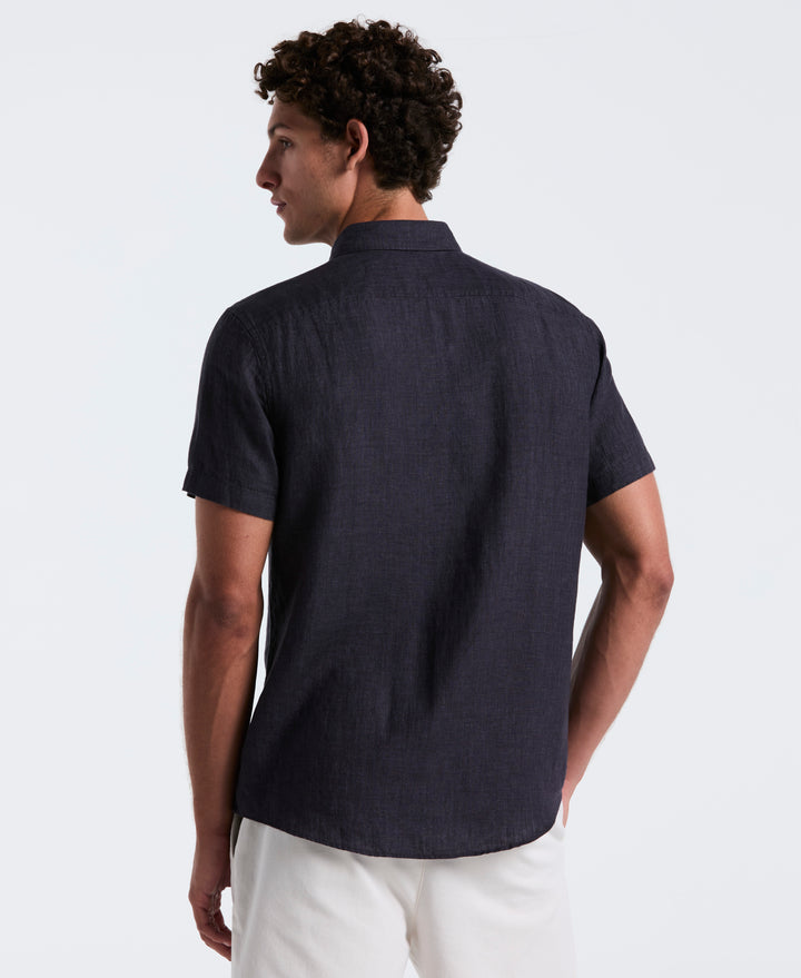 Delave Linen Button-Down Shirt (True Black) 