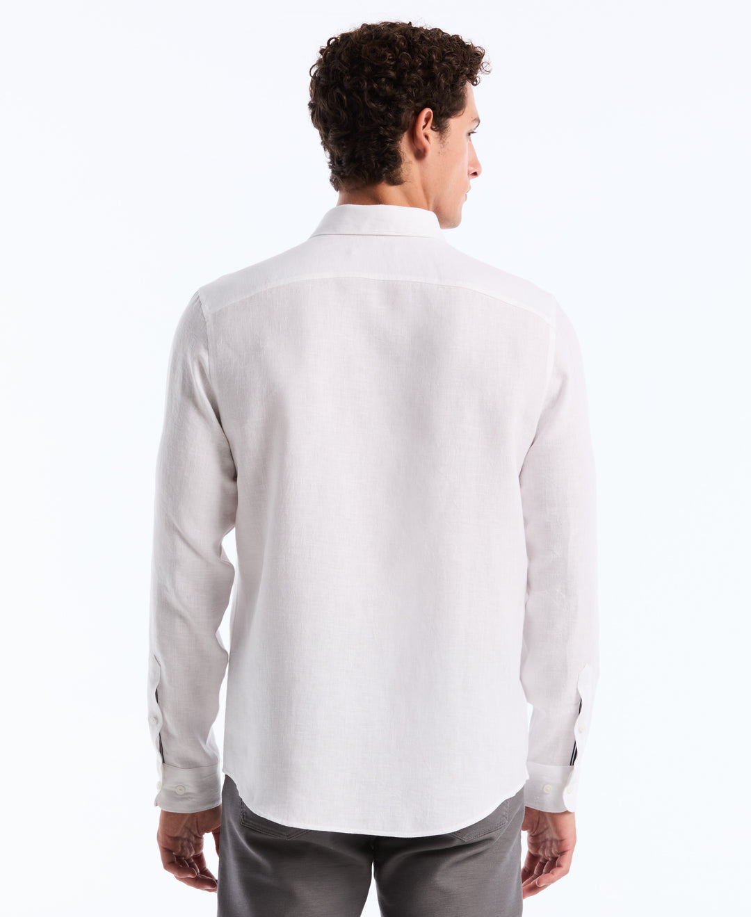 Delave Linen Button-Down Shirt (Bright White) 