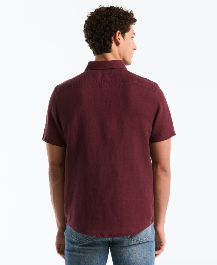 Delave Linen Short Sleeve Button-Down Shirt (Port Royale) 