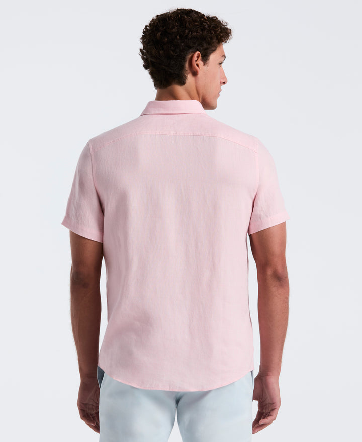 Delave Linen Button-Down Shirt (Parfait Pink) 