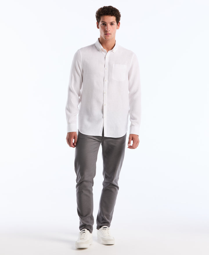 Delave Linen Button-Down Shirt (Bright White) 