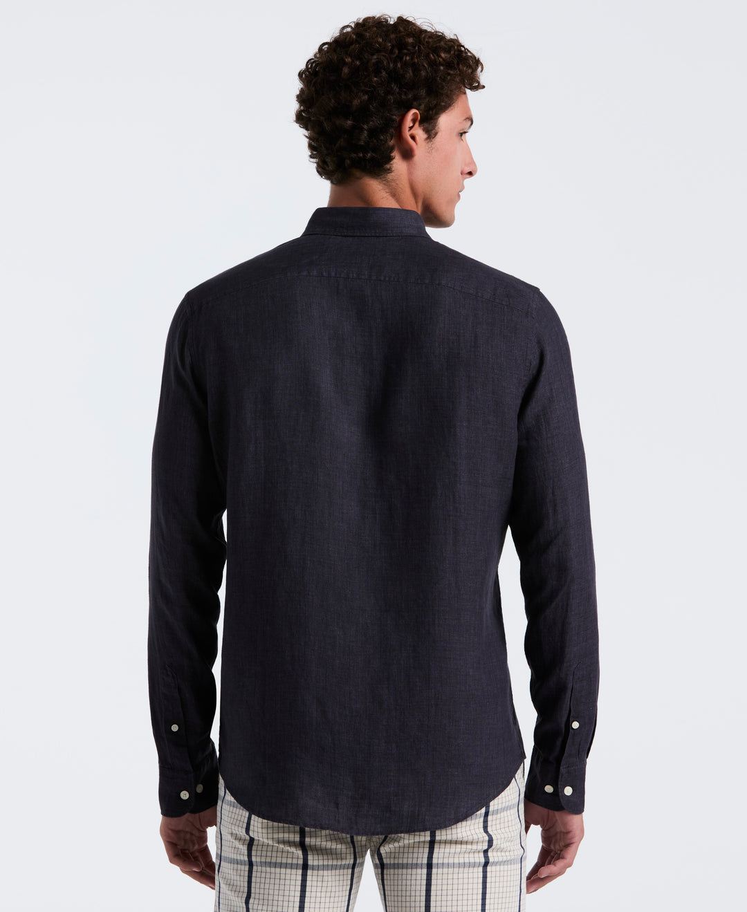 Delave Linen Button-Down Shirt (True Black) 