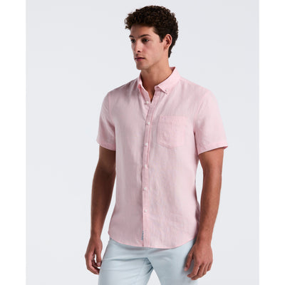 Delave Linen Short Sleeve Button-Down Shirt (Parfait Pink) 