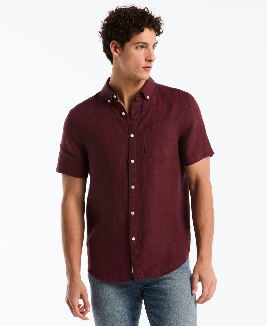 Delave Linen Short Sleeve Button-Down Shirt (Port Royale) 