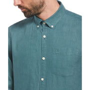 Delave Linen Long Sleeve Button-Down Shirt (Sea Pine) 