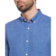 Delave Linen Long Sleeve Button-Down Shirt (Star Sapphire) 