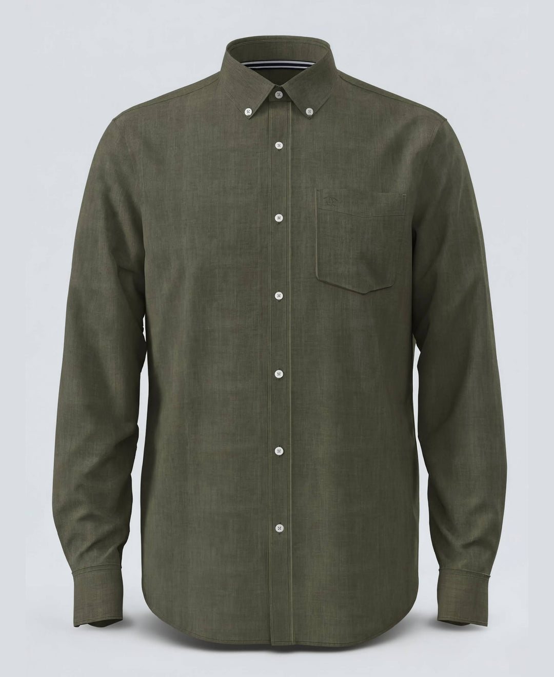 Delave Linen Long Sleeve Pocket Shirt-Shirts-Dusty Olive-XS-Original Penguin