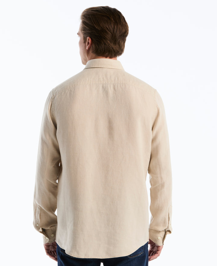 Delave Linen Long Sleeve Pocket Shirt-Shirts-Original Penguin