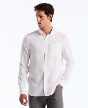 Delave Linen Button-Down Shirt (Bright White) 