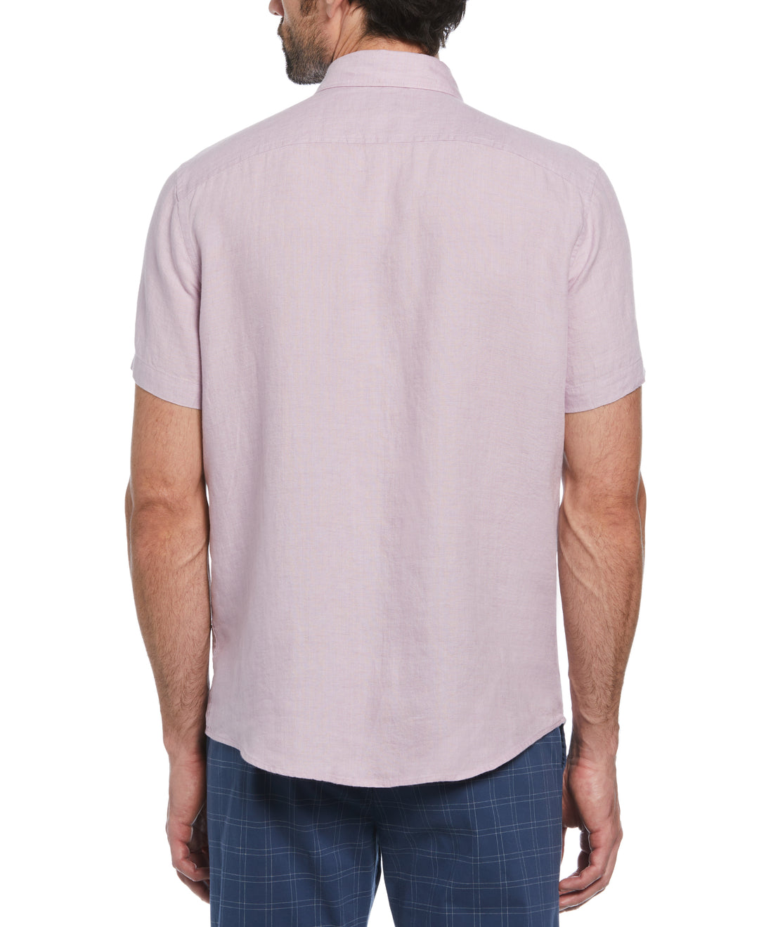 Delave Linen Short Sleeve Button-Down Shirt with Chest Pocket (Lavender Frost) 