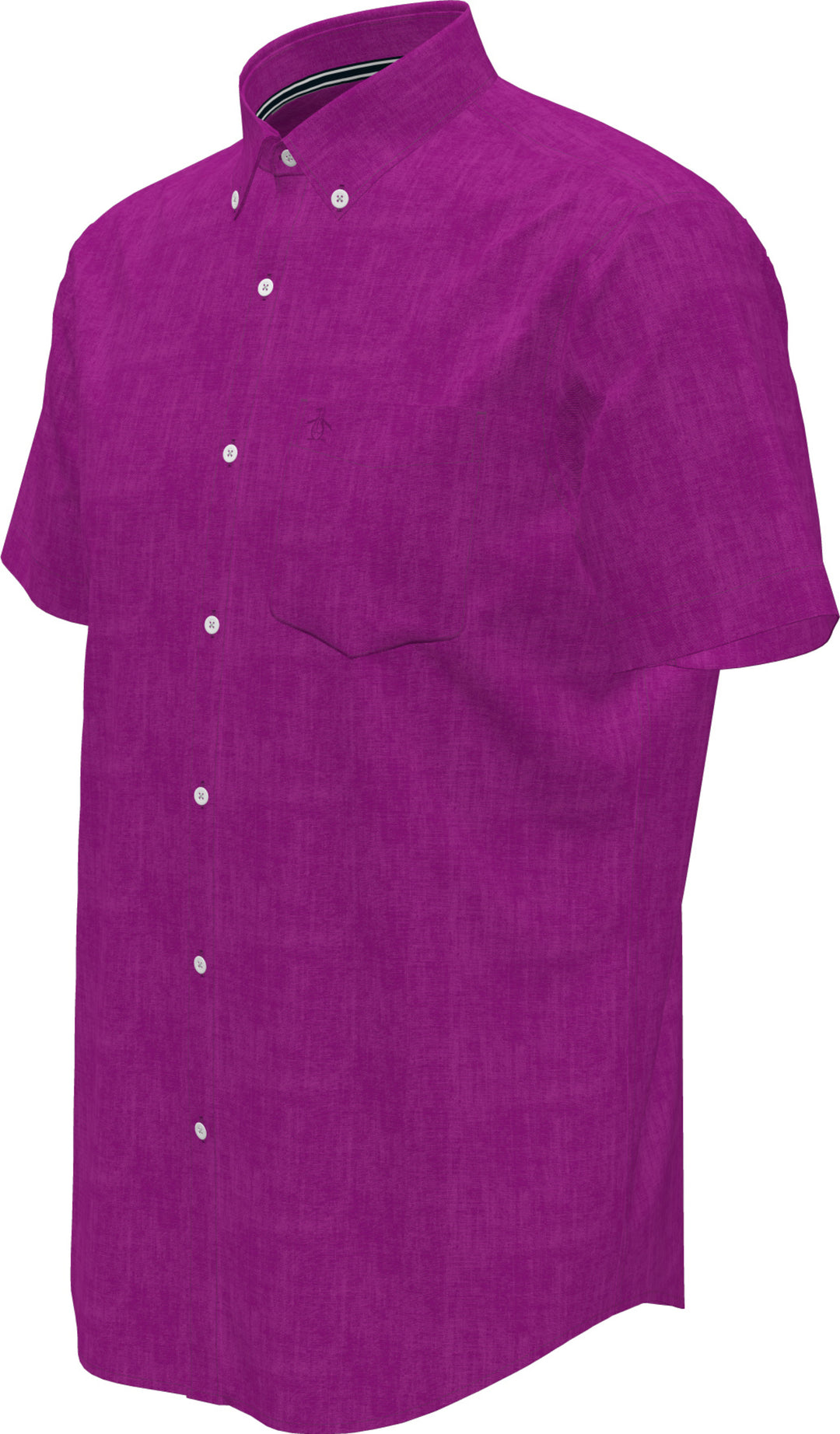 Delave Linen Short Sleeve Button-Down Shirt with Chest Pocket (Vivid Viola) 
