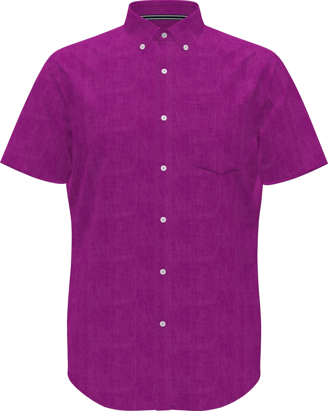 Delave Linen Short Sleeve Button-Down Shirt with Chest Pocket (Vivid Viola) 