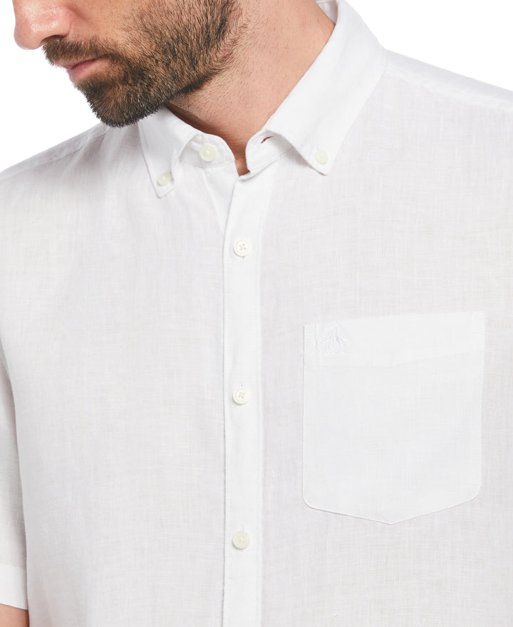 Delave Linen Button-Down Shirt (Bright White) 