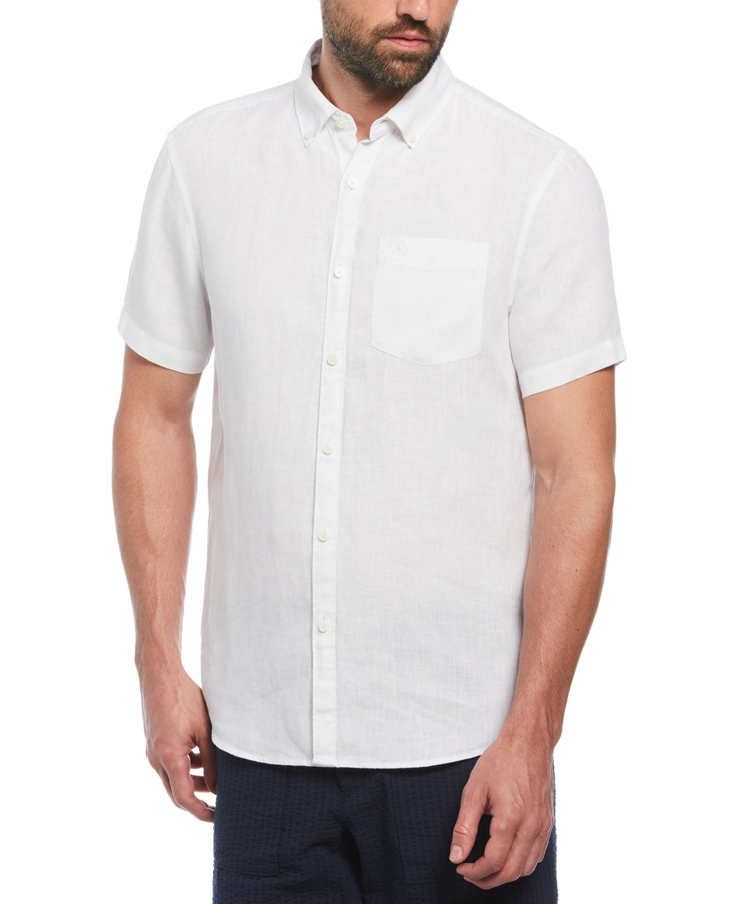 Delave Linen Button-Down Shirt (Bright White) 