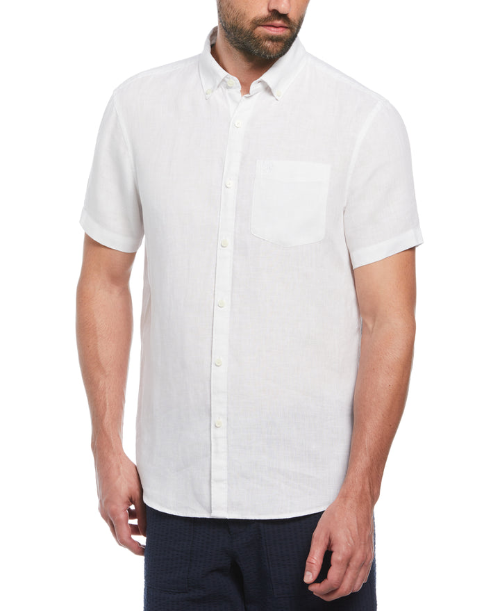 Delave Linen Button-Down Shirt (Bright White) 