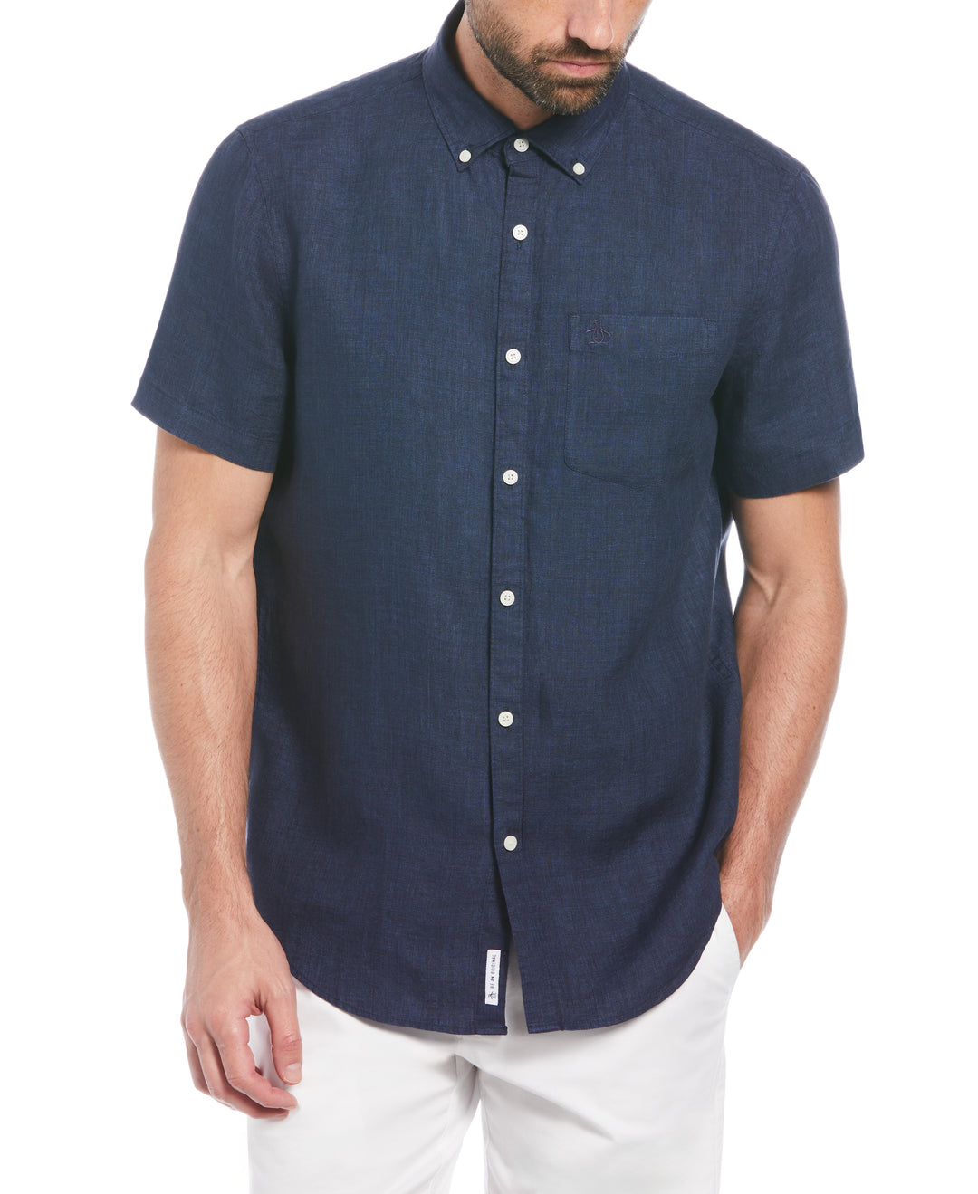 Delave Linen Button-Down Shirt (Dark Sapphire) 