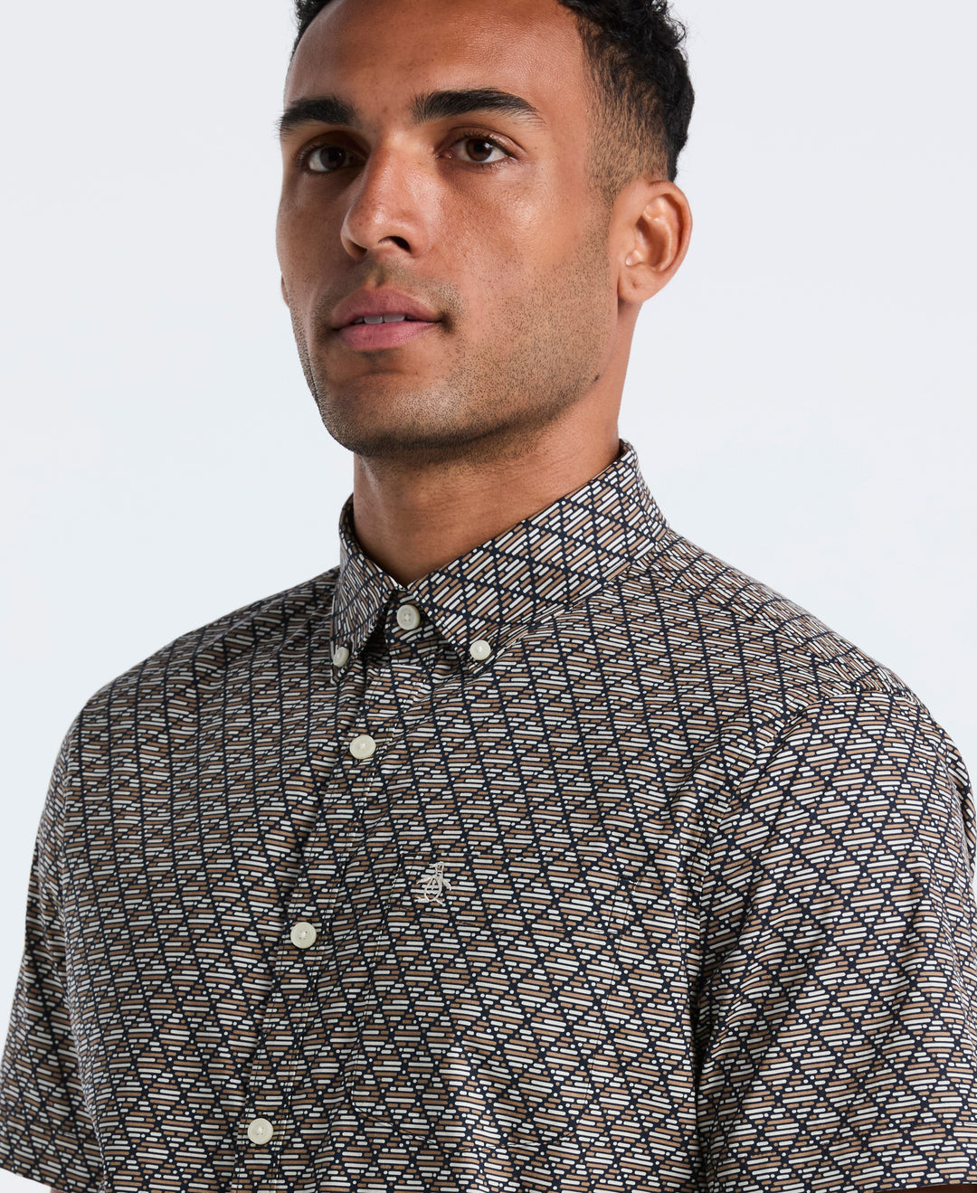 Cotton Diamond Geo Print Shirt (Tigers Eye) 