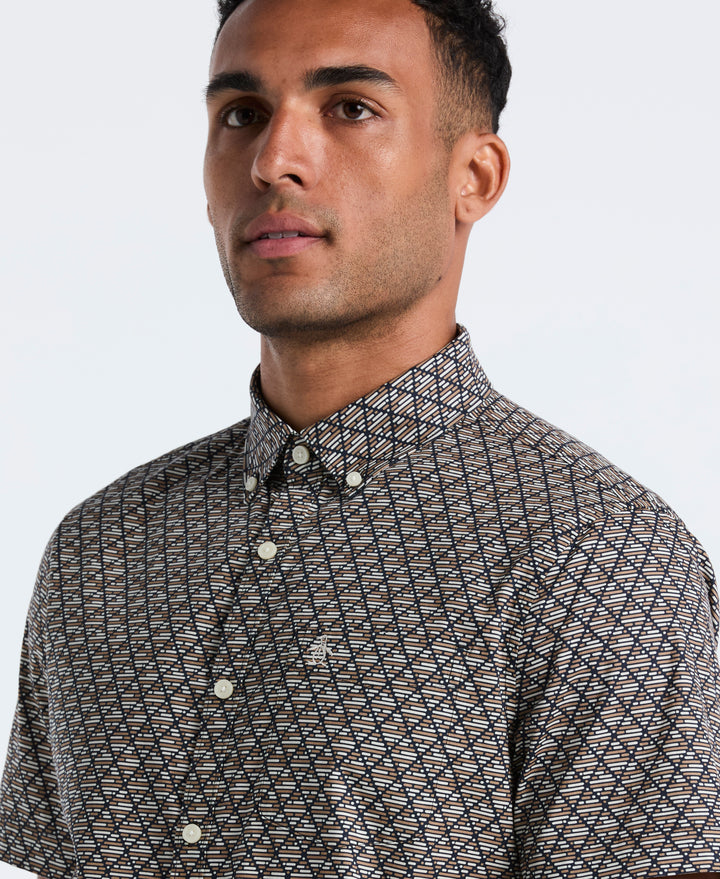 Cotton Diamond Geo Print Shirt (Tigers Eye) 