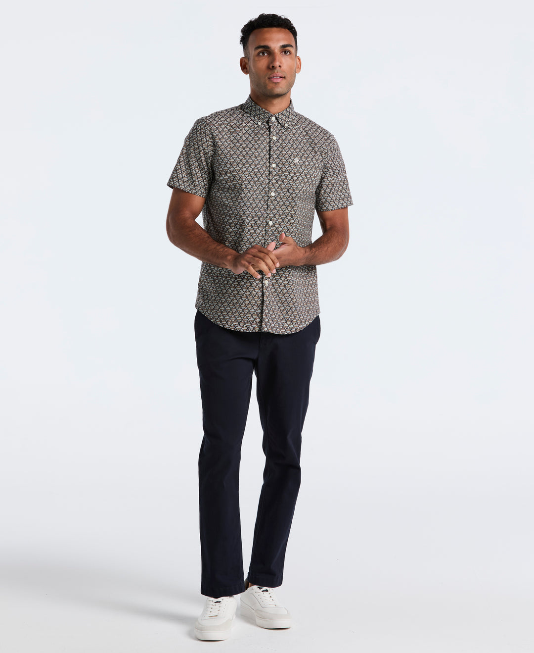 Cotton Diamond Geo Print Shirt (Tigers Eye) 