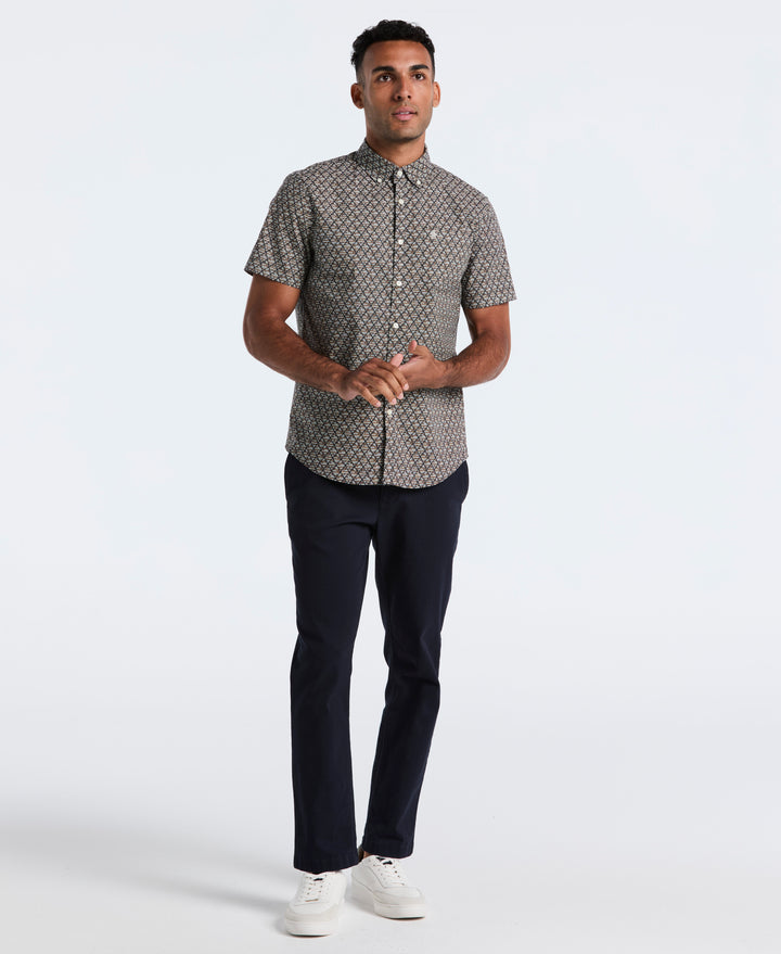 Cotton Diamond Geo Print Shirt (Tigers Eye) 