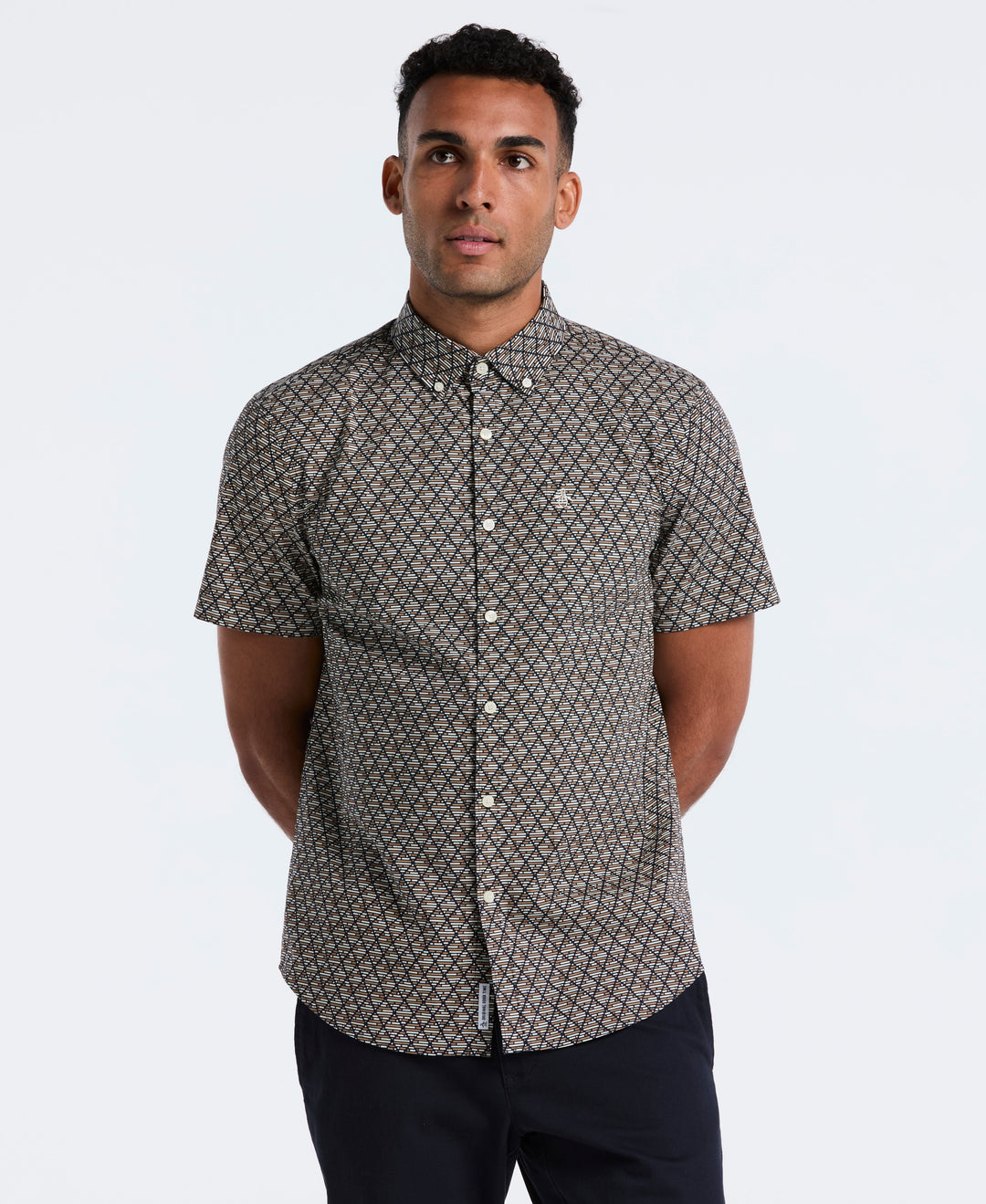 Cotton Diamond Geo Print Shirt (Tigers Eye) 