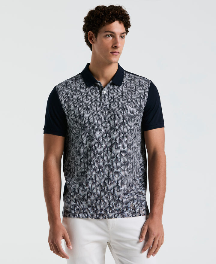 Diamond Jacquard Front Polo (Dark Sapphire) 