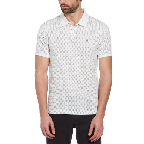 Ditsy Diamond Print Polo (Bright White) 