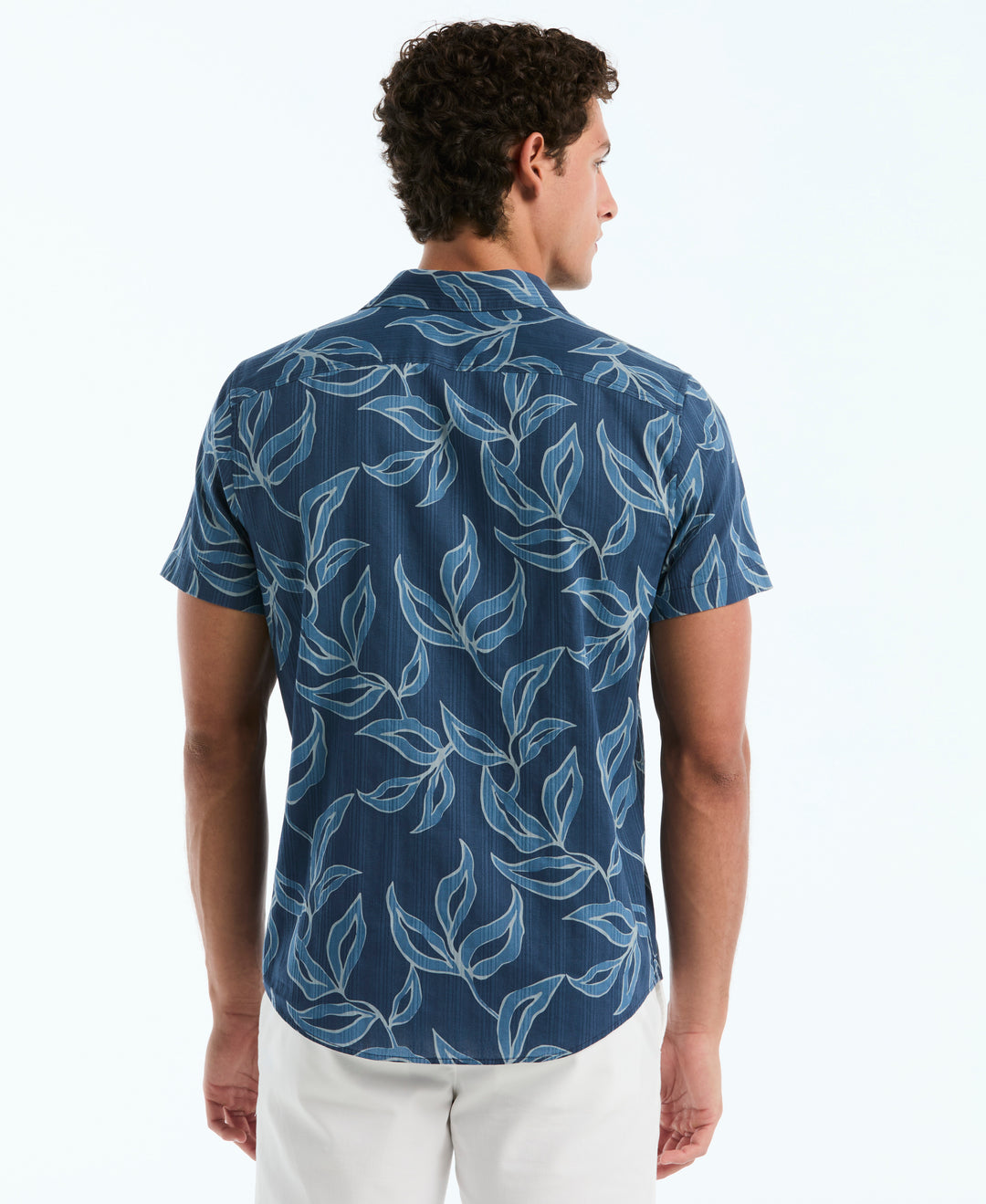 Dobby All-Over Leaves Cotton Shirt (Sargasso Sea) 