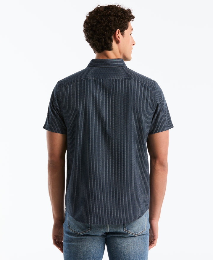 Dobby Button Down Striped Shirt (Dark Sapphire) 