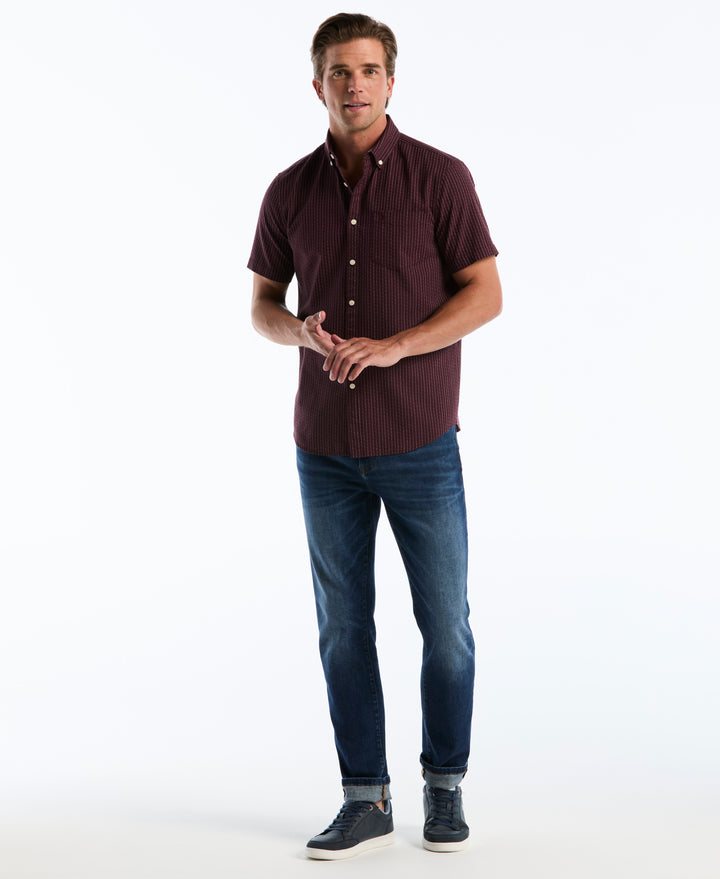 Dobby Button Down Striped Shirt (Port Royale) 