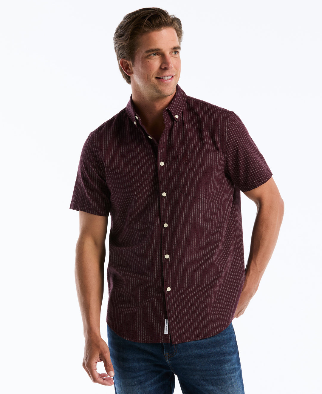 Dobby Button Down Striped Shirt (Port Royale) 