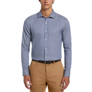 Dobby Chambray Print Dress Shirt  (Blue) 