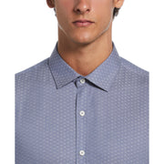 Dobby Chambray Print Dress Shirt  (Blue) 
