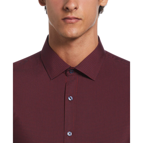 Dobby Chambray Print Dress Shirt  (Red) 