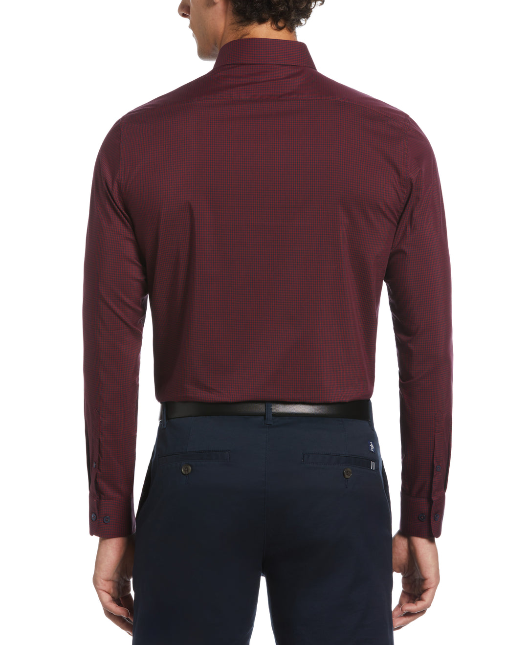 Dobby Chambray Print Dress Shirt  (Red) 