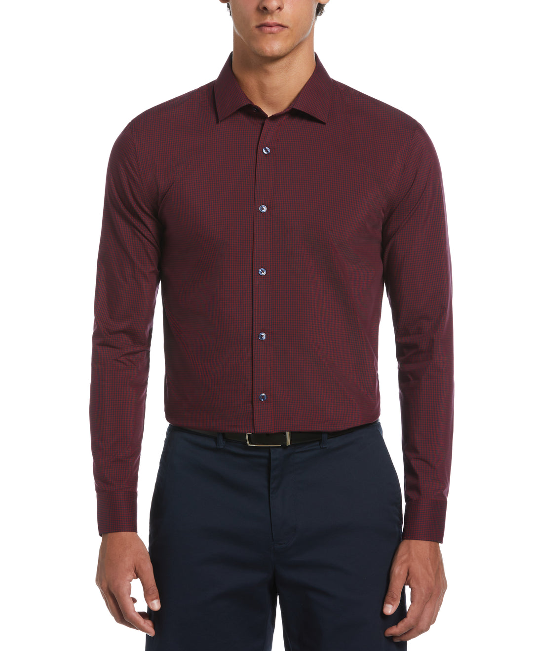 Dobby Chambray Print Dress Shirt  (Red) 