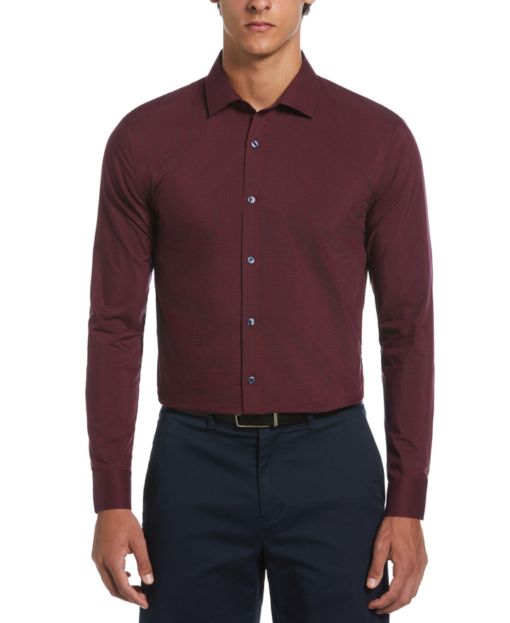 Dobby Chambray Print Dress Shirt  (Red) 