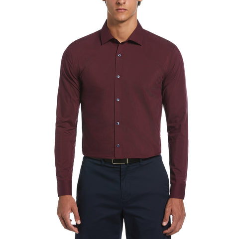 Dobby Chambray Print Dress Shirt  (Red) 