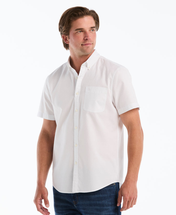 Cotton Dobby Check Shirt (Bright White) 