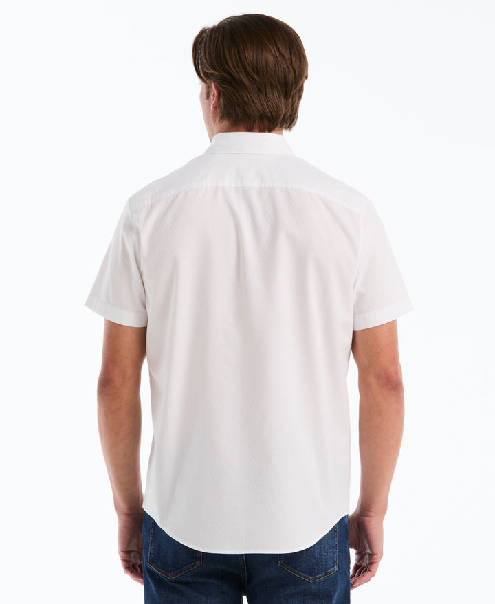 Cotton Dobby Check Shirt (Bright White) 