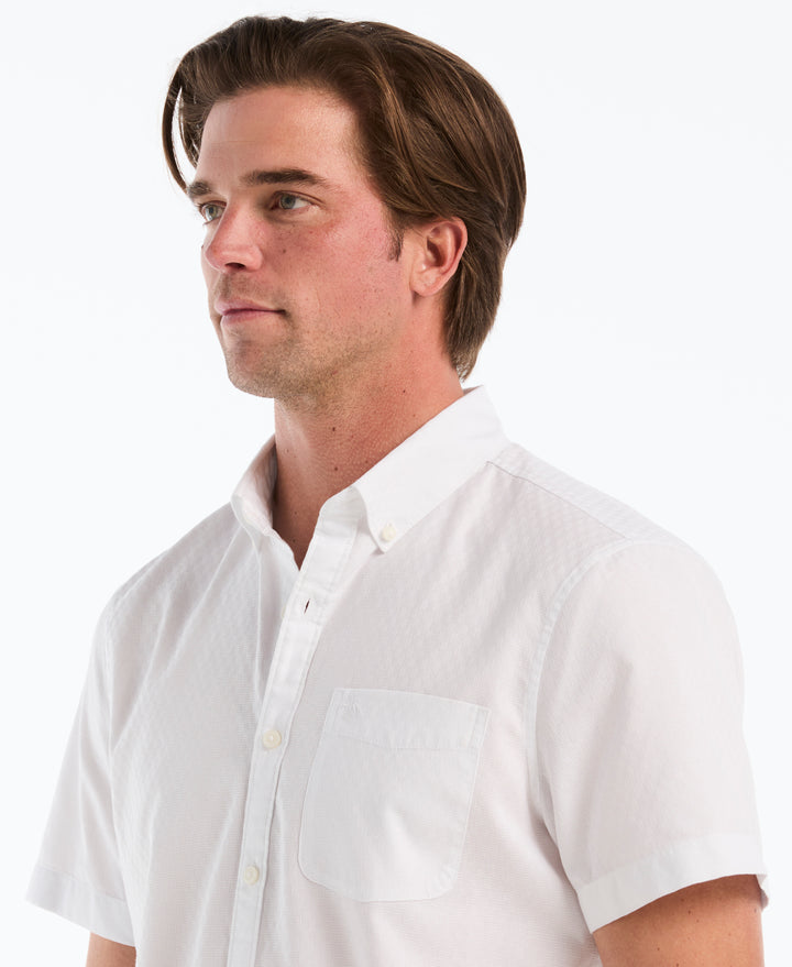 Cotton Dobby Check Shirt (Bright White) 